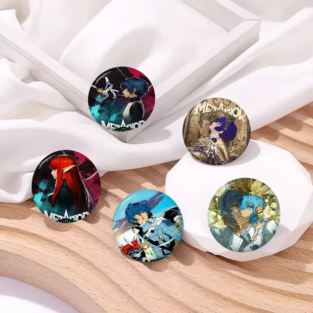 Game Metaphor ReFantazio Creator Tinplate Pin Button Custom Anime Role Old-school Brooch Cartoon Collar Badge Jewelry Gift
