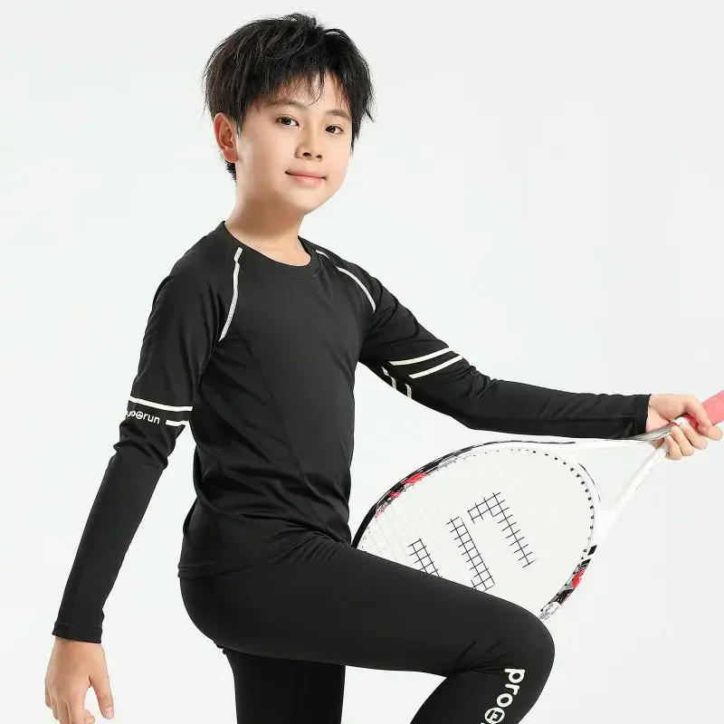 Traje deportivo de invierno para niños, ropa interior térmica de secado rápido para baloncesto, fútbol, ropa deportiva de compresión, 4-16 años