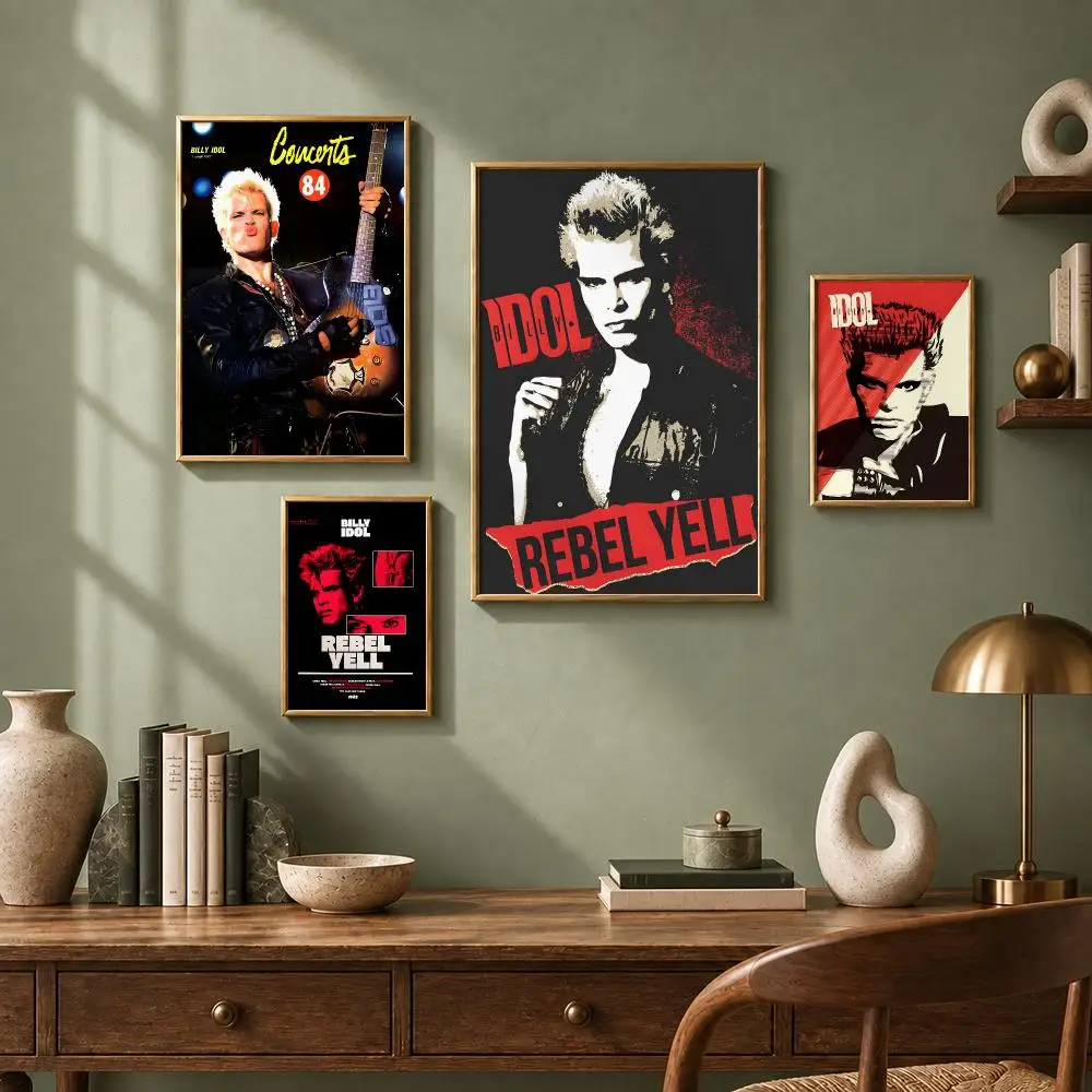 Punk Singer B-Billy IdolS Poster HD Self-Adhesive No Residue After Removal Ideal for All Kinds of Wall Decor