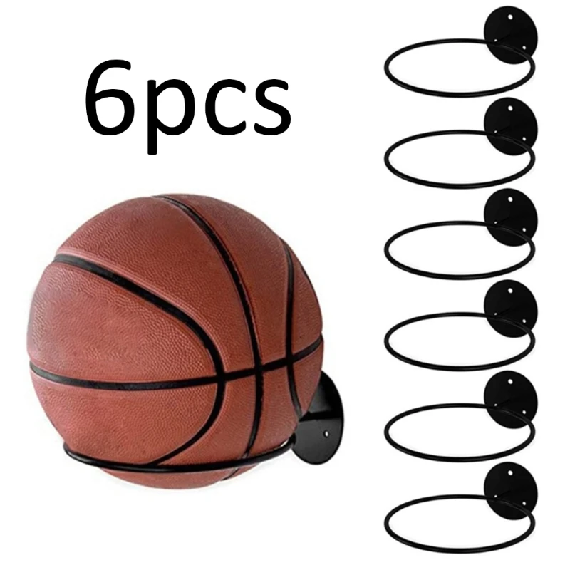 

6Pcs Wall Mount Ball Rack, Ball Wall Mount, Display Ball Holder for Basketball X3UA