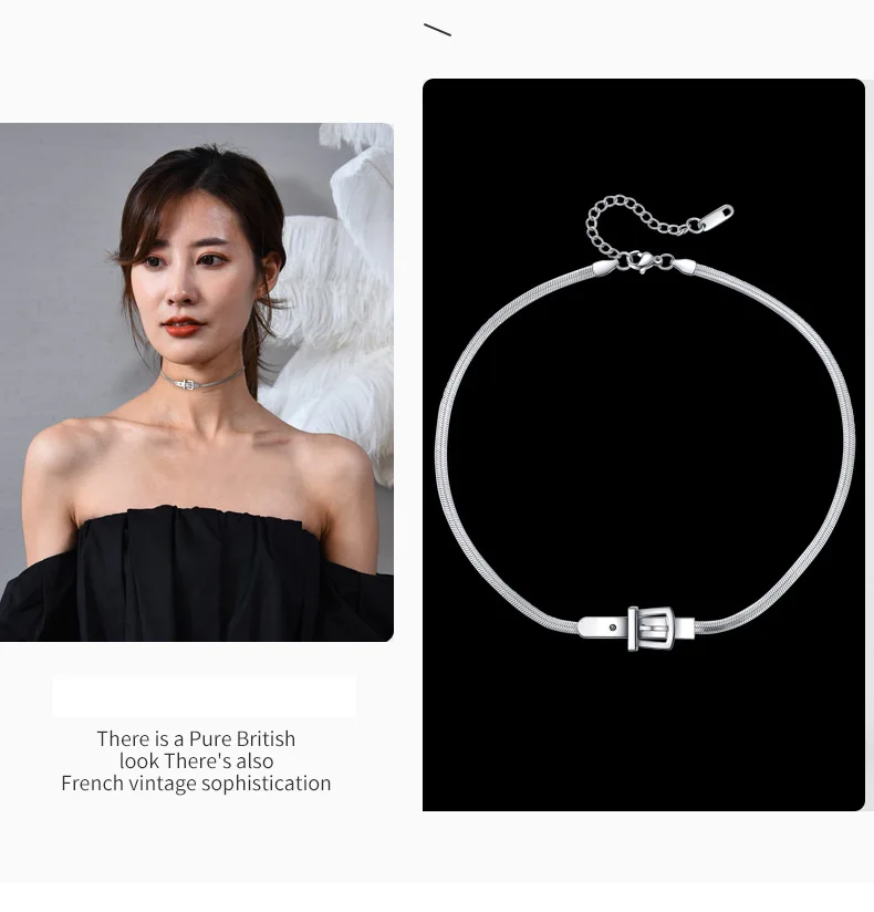 バックル付きのこのスネークボーンネックレスは、セクシーな女の子にとってクールなスタイルです。 鎖骨チェーンはユニークなデザインセンスを持っています