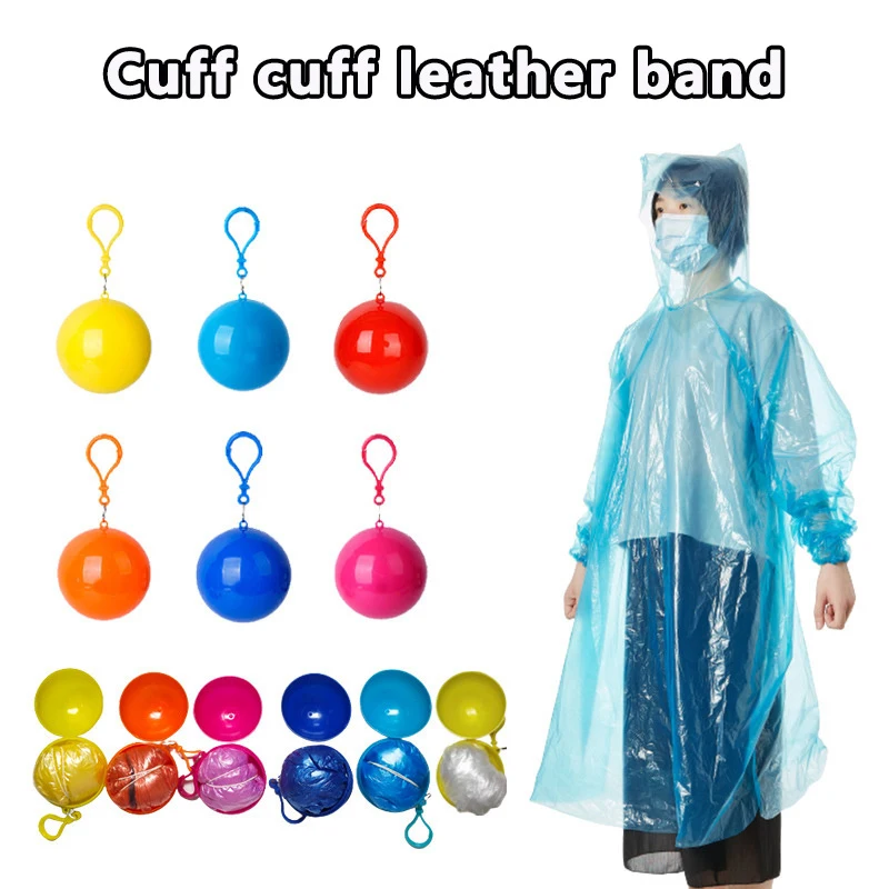 3Pcs Disposable Portable Raincoat Adult Emergency Waterproof Hood Poncho Hiking Camping Keyring Ball Must Rain Coat Unisex