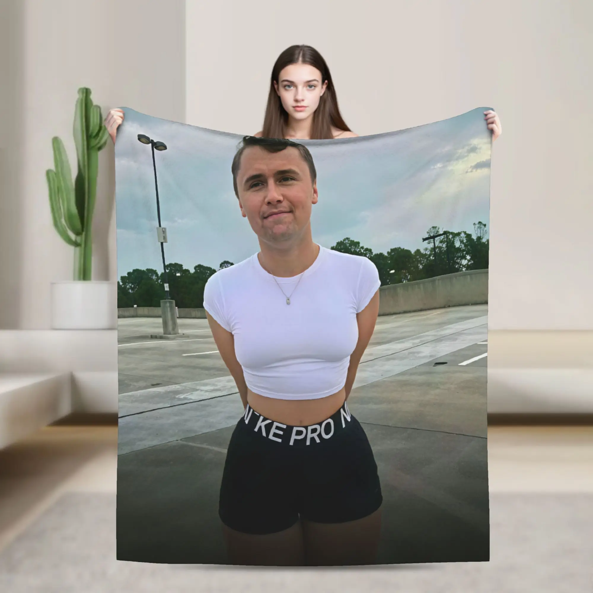 Charlie Kirk Parking Lot Crop Top Funny Meme Blanket Soft Cozy Throw Blanket Winter Plane Travel Couch Bed Novelty Bedspread