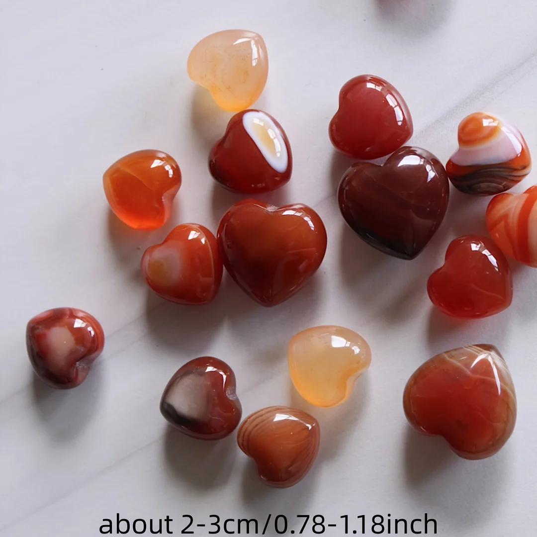 3/5/10pcs Natural Red Agate Heart Crystal, Hand Carved Red Agate Heart, DIY Jewelry Making,Home decoration stones, Festival gift