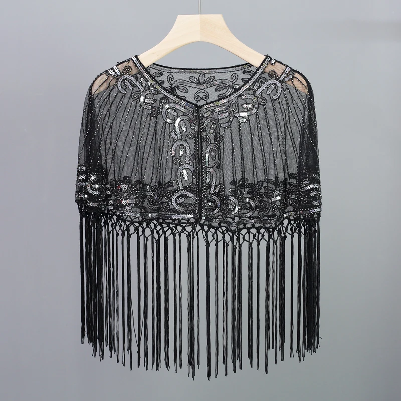 Vestido de baile latino personalizado para mujer, baile de ballet con lentejuelas, chal pequeño con borlas, chaqueta fina con protección solar, camisa holgada