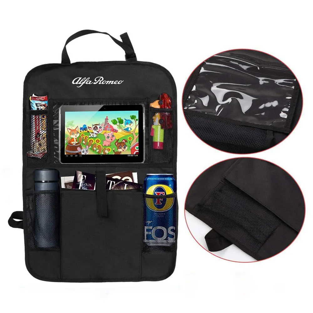 

1pc Black Car Seat Back Hanging Bag Pouch Storage Bag Seat Cover Bag For Alfa Romeo GT 159 147 Stelvio Sportiva Auto Accessories