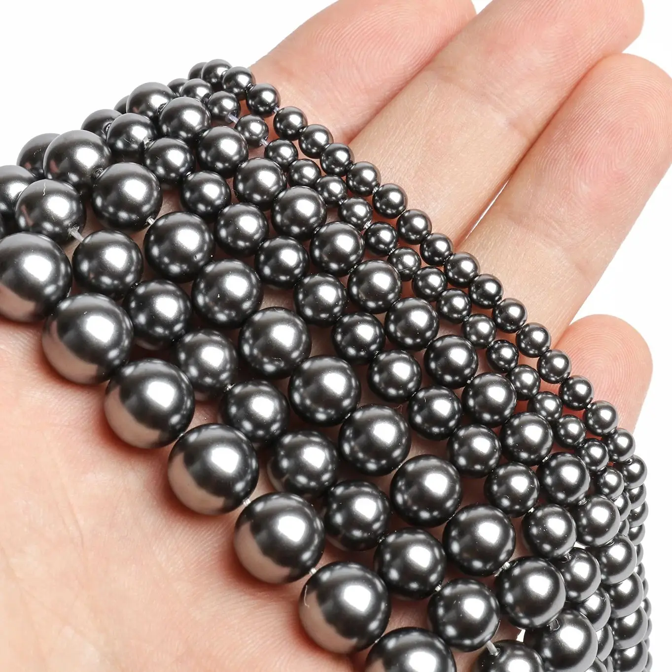 4 6 8 10mm Imitation Pearl Dark Grey Glass Bead Loose Spacer Bead For Charms Fashion Diy Jewelry Making Crafts Beading Accessory