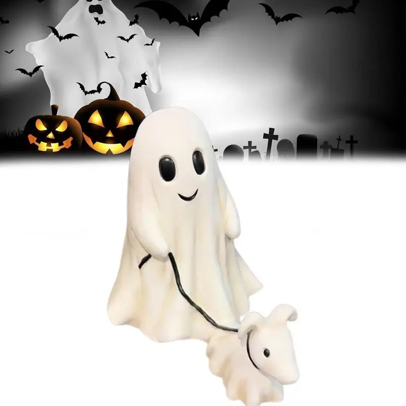 

Home Dog Tabletop Decorations Resin Home Decorations Ghost Walking A Puppy Halloween Figurine For Entrance Hall Patio Yard