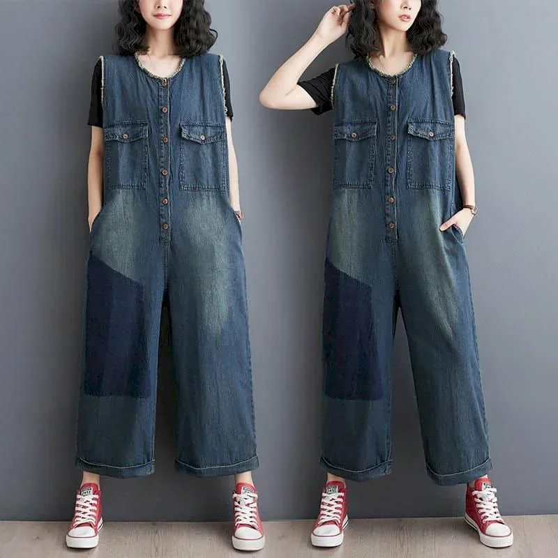 팝 점프 슈트 여성 스트레이트 바지 여성용 루즈한 작업복 의류 한국 스타일 빈티지 Playsuits 캐주얼 미니멀리스트 바지