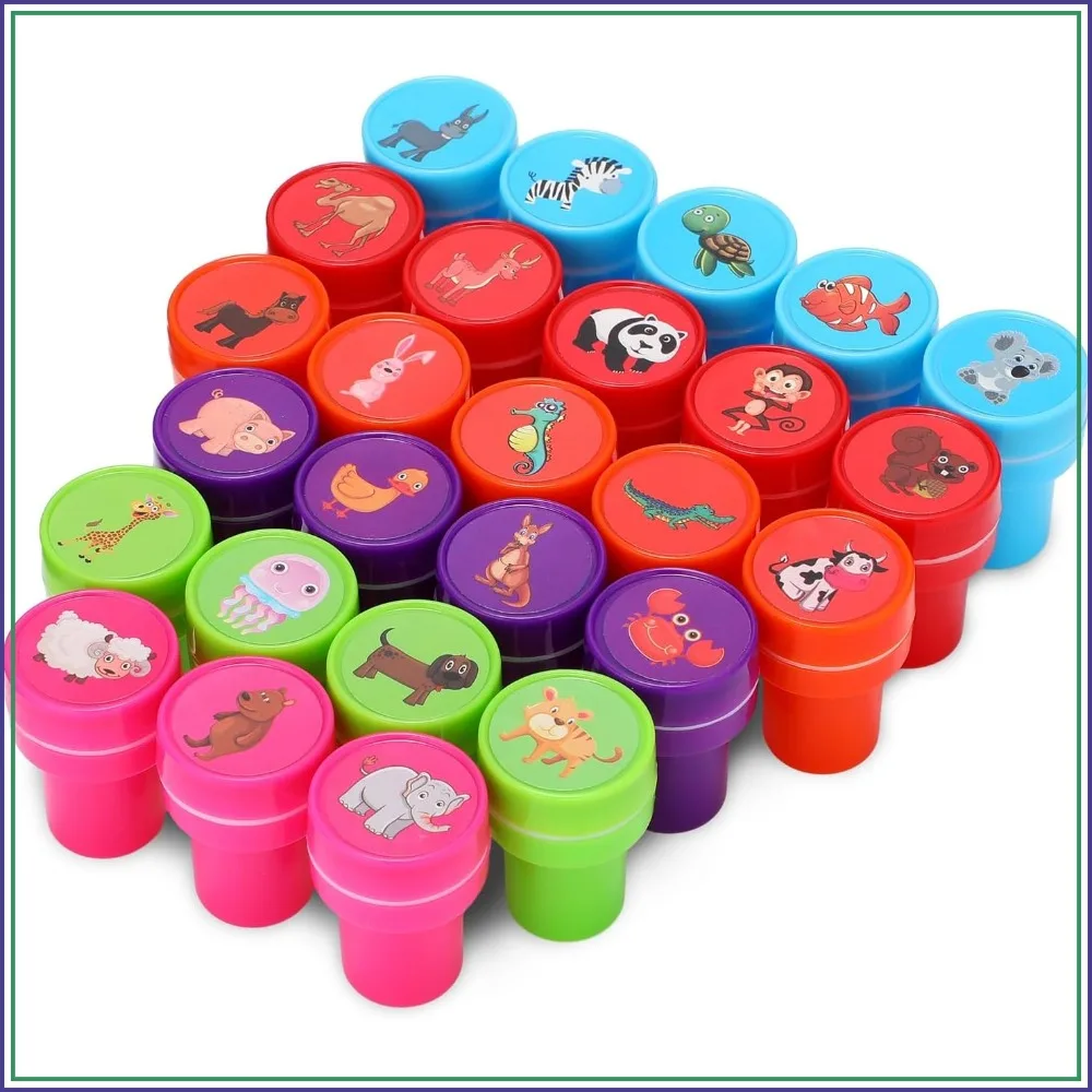 

26Pcs Self Inking Stampers: Zoo Farm Animals Party Favors, Birthday Gift, Classroom Rewards, Arts Crafts