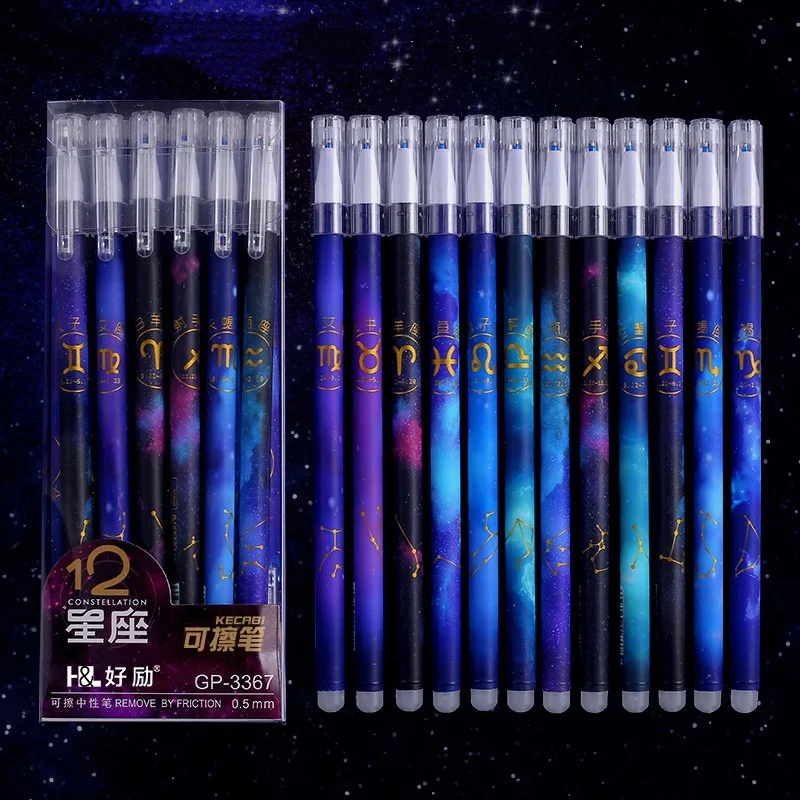 

48pcs/lot Kawaii Erasable Constellation Gel Pen Cute 0.5mm Blue Ink Signature Pens Stationery Gift School Writing Supplies