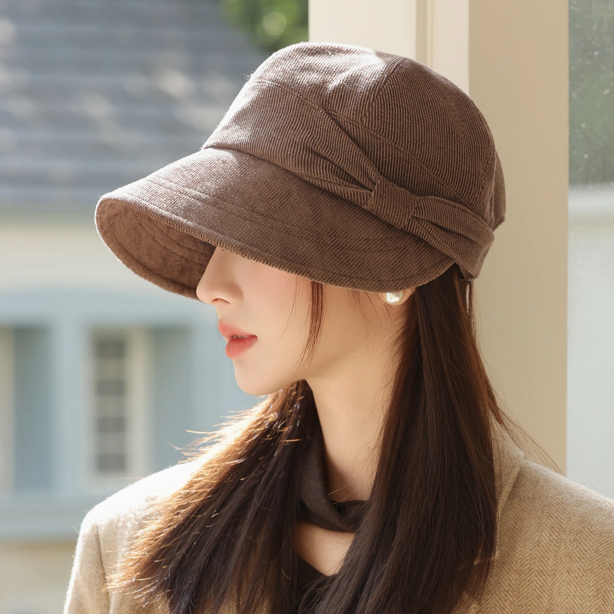 HT5013 Eimer Hut Frauen Packable Breite Krempe Hut Neue Weibliche Großen Bogen Fischer Kappe Dame Solide Plain Einstellbare Angeln Eimer Kappe – Detail 9