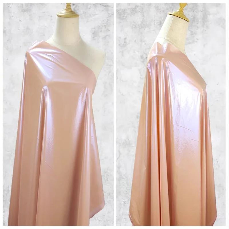 High Quality Down Jacket Membrane Fabric By Meter for Coats Clothes Sewing Glossy Pearl Phantom 300T Waterproof Cloth Plain Pink
