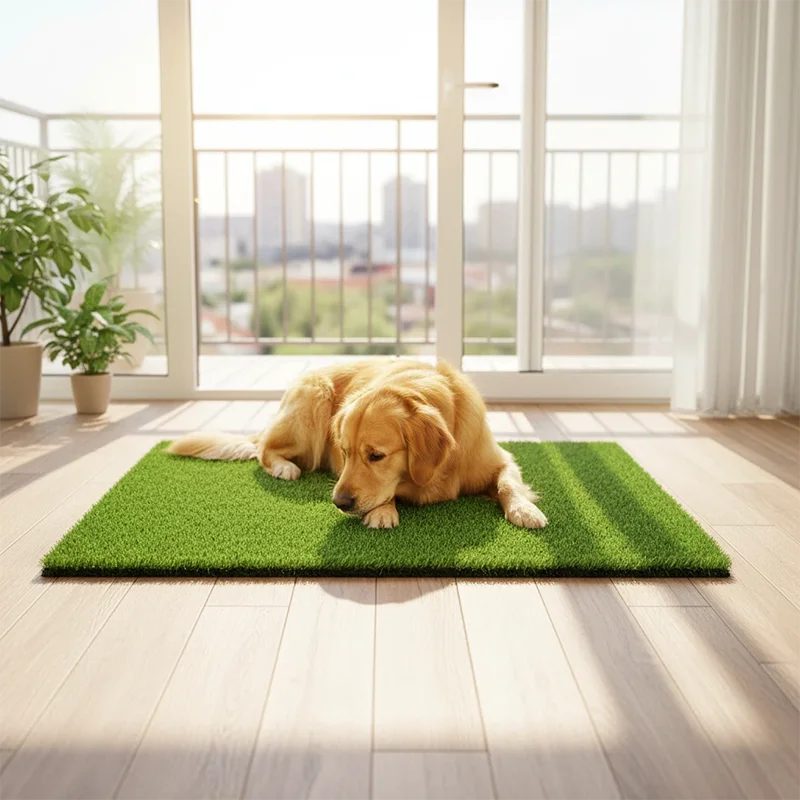 Durable EVA Washable Artificial Grass Dog Potty Trainer For Small To Large Dogs Green And Yellow Design Indoor Training Aid