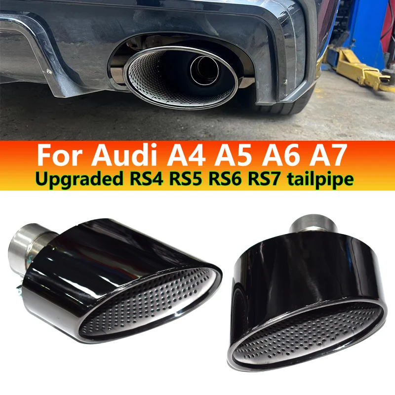 For Audi A4 A5 A6 A7 Exhaust Pipe Upgrade RS4 RS5 RS6 RS7 Stainless Steel Black Muffler Nozzle Tip Exhaust Head