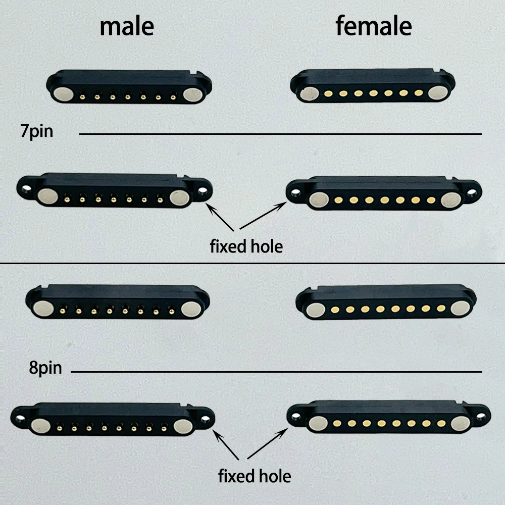 1Set 2A DC Magnetic Pogo Pin Connector 4Pin 5Pin 6Pin 7Pin 8 Pin Pogopin Male Female Spacing 2.5mm Spring Loaded DC Power Socket