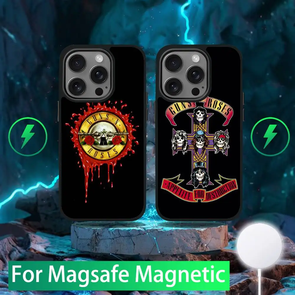 

G-Guns N R-Roses Rock Phone Case For iPhone 16,15,14,13,12,11,Pro,Max,Plus,Mini,SE New Magsafe Magnetic Wireless Charging