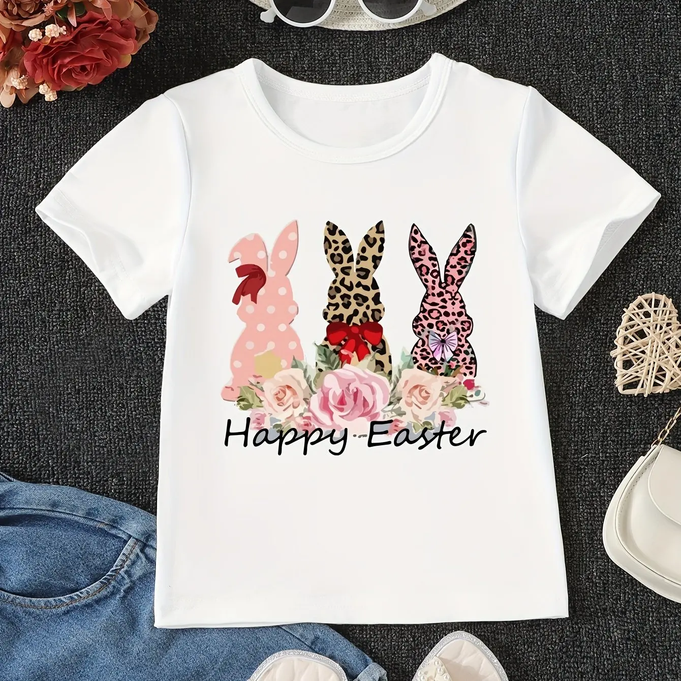 

2024 Girl Summer Clothes Cartoon Rabbit Graphic T Shirts for Girls Short Sleeve Girl T-Shirt Fashion Kids Tops Teen Girl Clothes