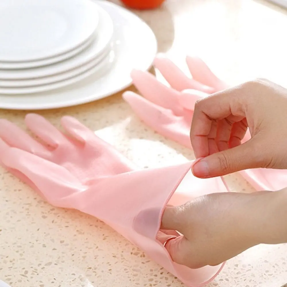 3Pairs/Set Durable Daisy Pattern Dishwashing Gloves Elegant Plastic Waterproof Gloves Reusable Cute Cleaning Gloves Laundry