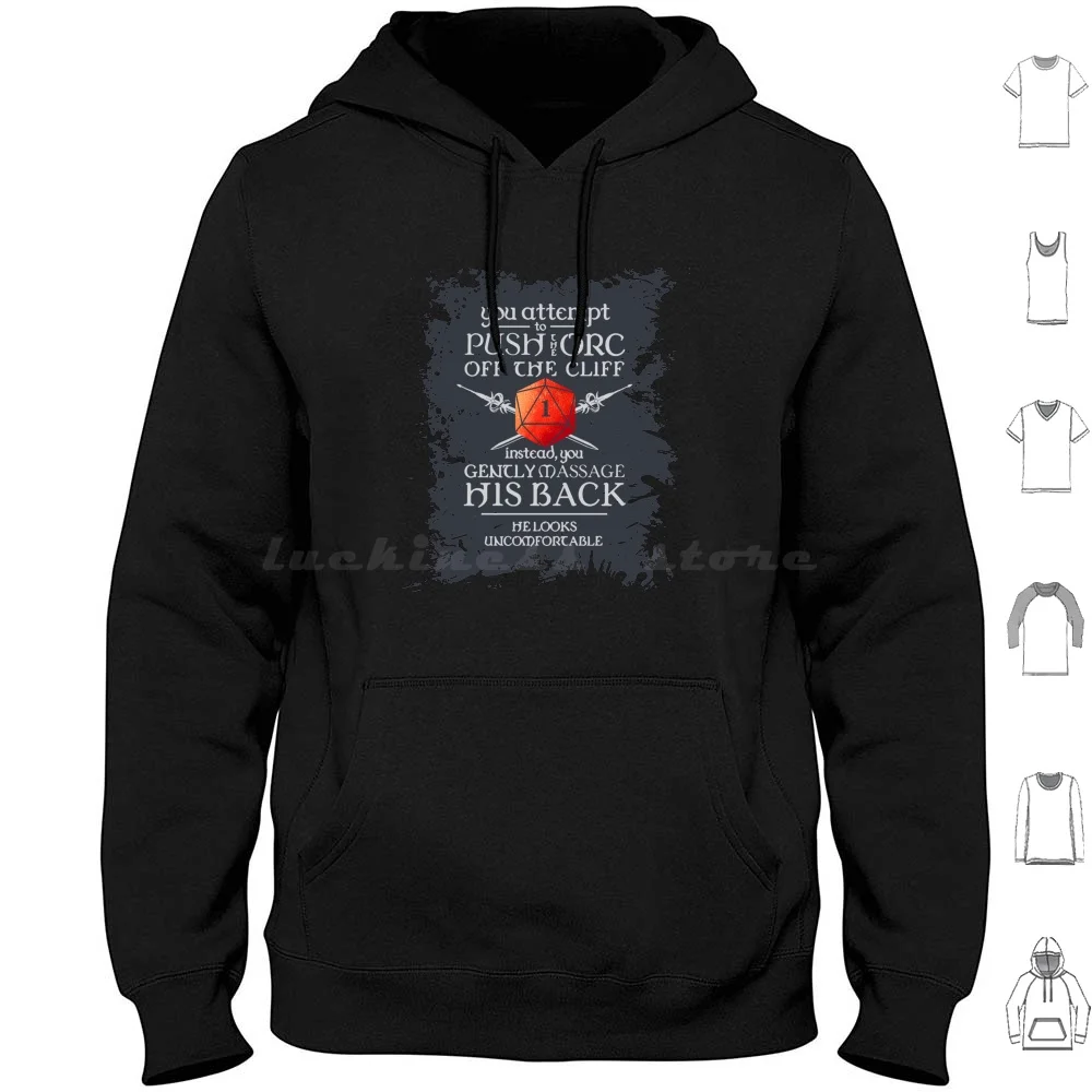 Orc-Massage-Critical-Failure Hoodies Long Sleeve And D D Gamer Girl Tabletop Gaming Tabletop Rpg D20 Rpg Games Fantasy