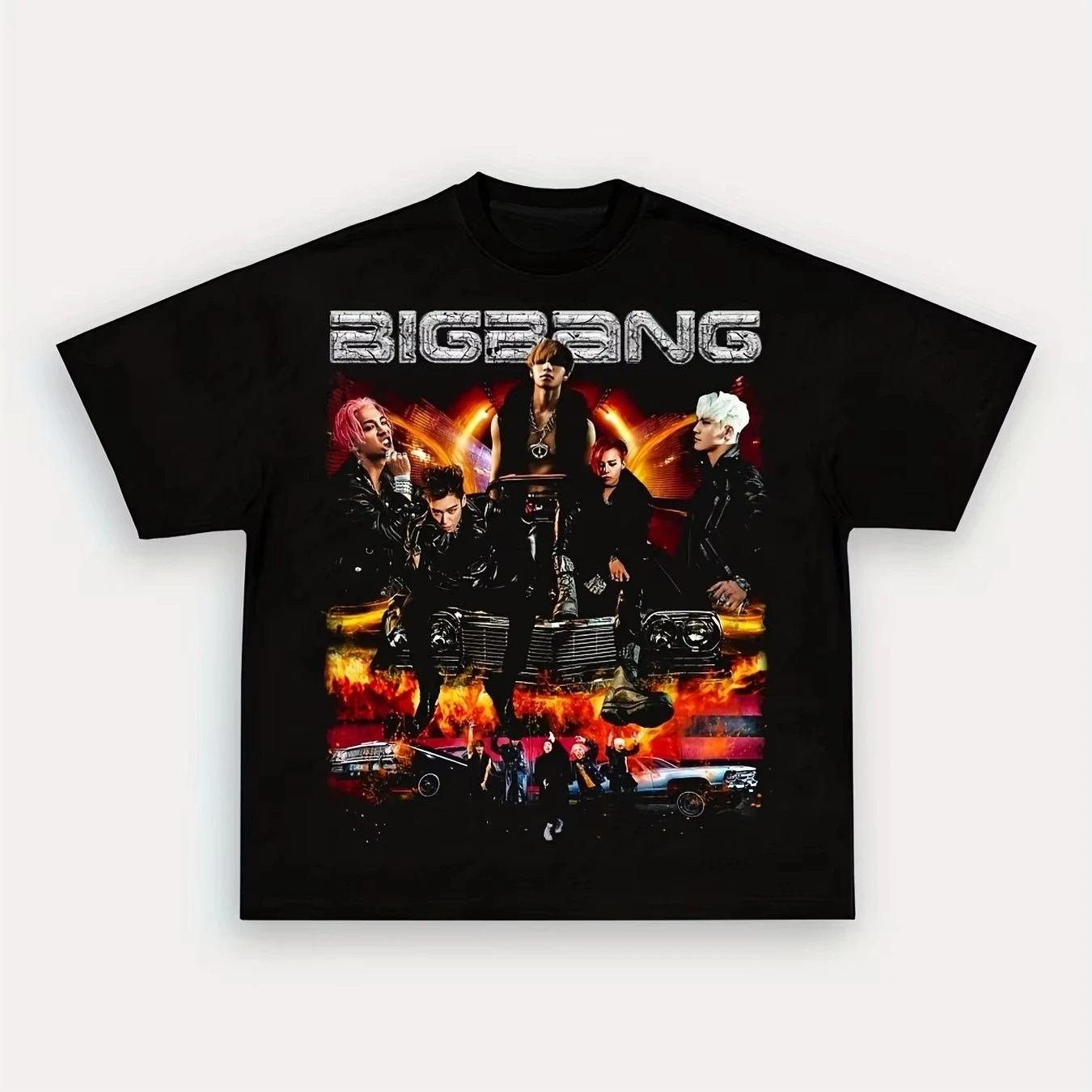 

BIG BANG Four Seasons Cotton Men's Crew Neck Short Sleeve T-Shirt Summer New Retro Fashion Short Sleeve Top