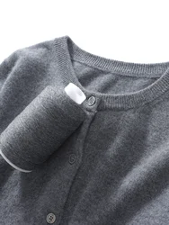 Casual Style Woolen Knitted Short Coat for Women round Neck Button up Slim Fit Spring New Arrival Soft Comfortable Pure Color