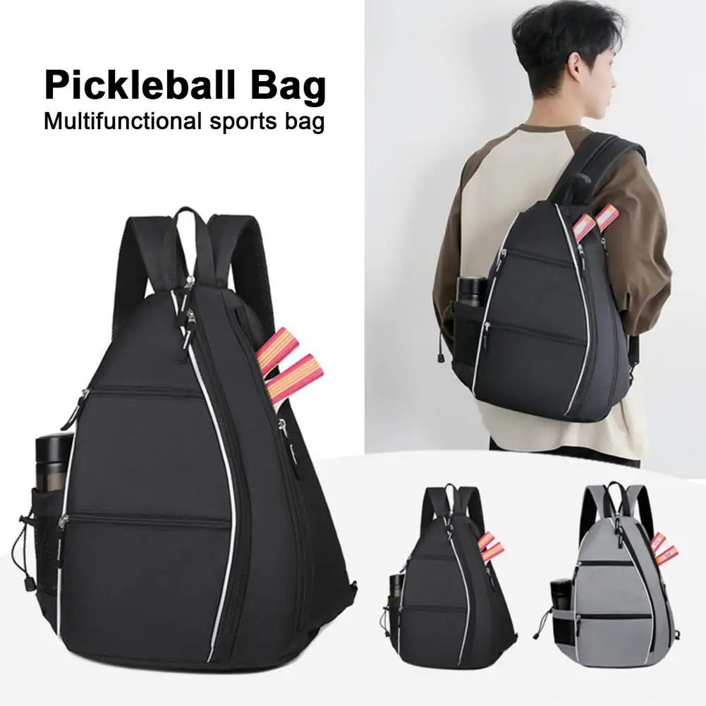 Mochila De Raquete De Tênis e Badminton, Mochila Pickleball, Sling Shoulder Sports Bag, Suporte De Garrafa De Água