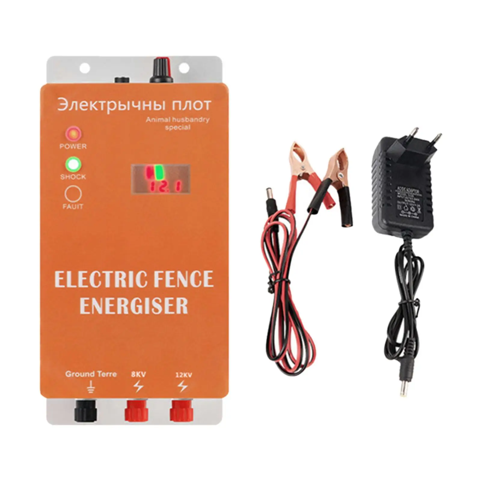 Electric Fence Energizer Durable ABS Fence Charger Display Weatherproof Insulator System for Poultry and Livestock Farm