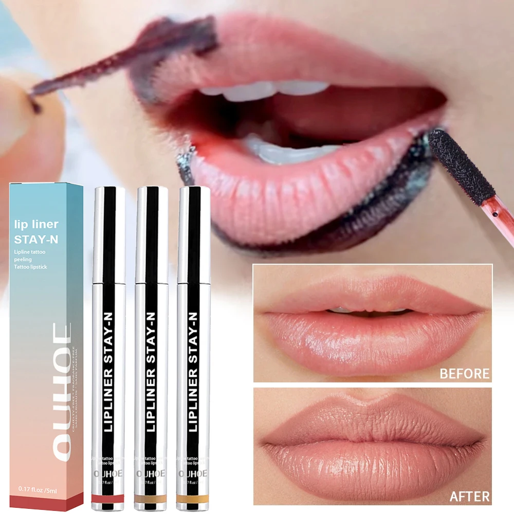 3 Colors Tear Off Lipstick Peel-off Lip Glaze Long Lasting Beauty Lip Gloss Lip Liner Tattoo Lip Makeup Waterproof Cosmetics