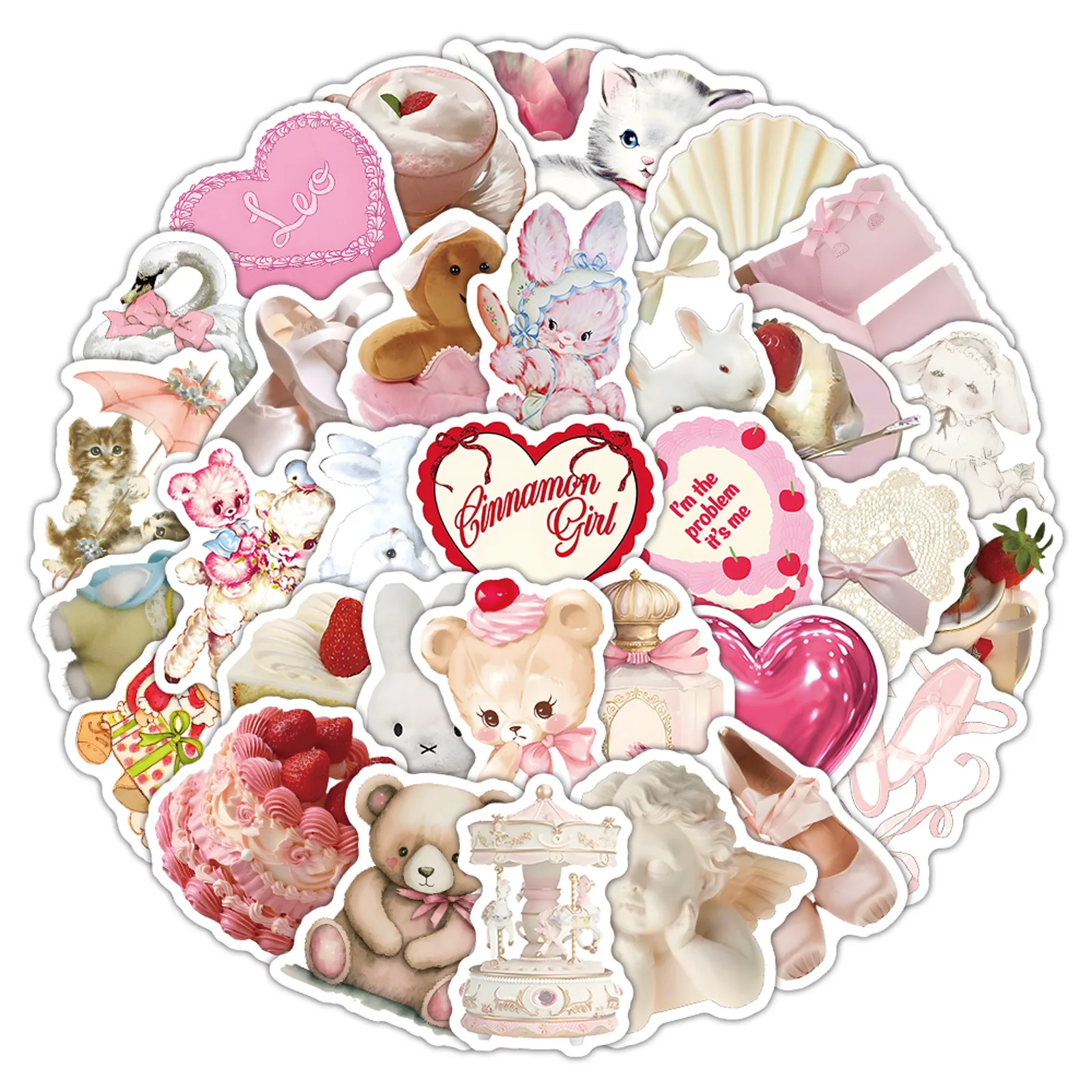 

10/60PCS Pink Aesthetic Stickers INS Style Girl Gift Graffiti Material DIY Decoration Laptop Guitar Car Bike Skateboard Decals