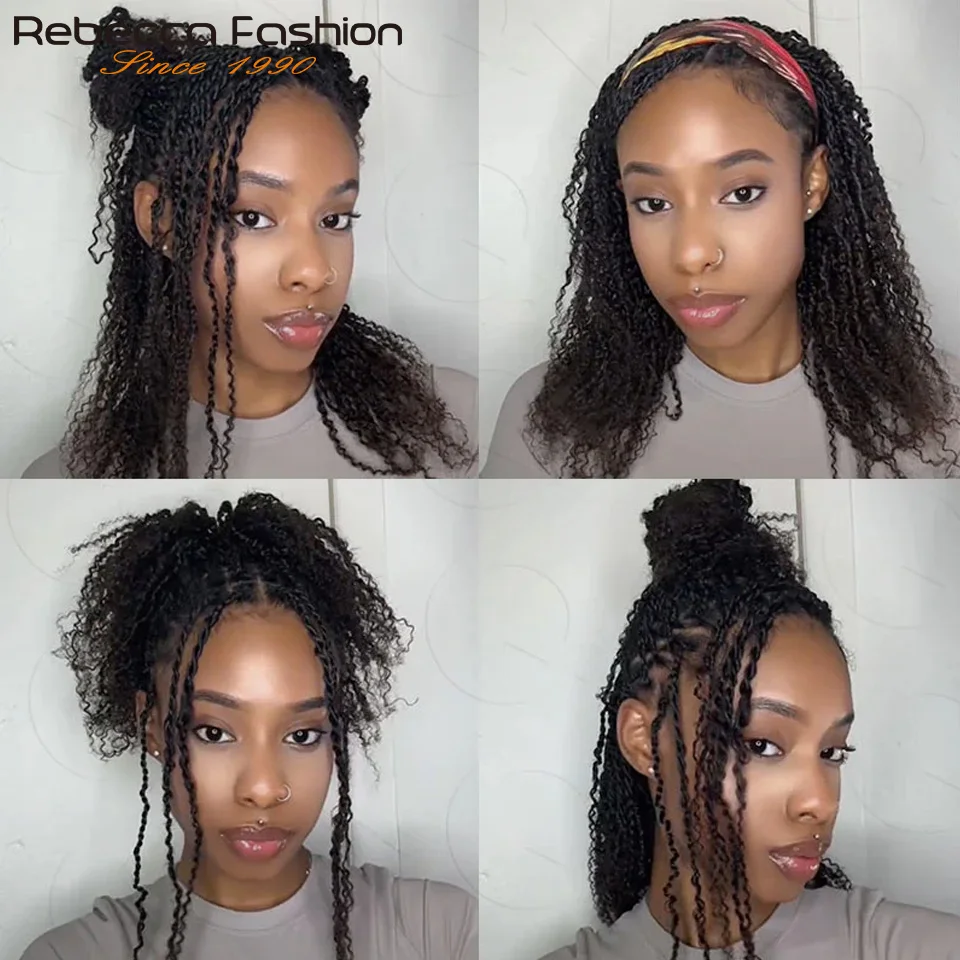 Rebecca Afro rizado Twist Crochet trenzado cabello 100% extensiones de cabello humano QVR cabello humano rizado a granel 50 g/paquete Afro rizado a granel