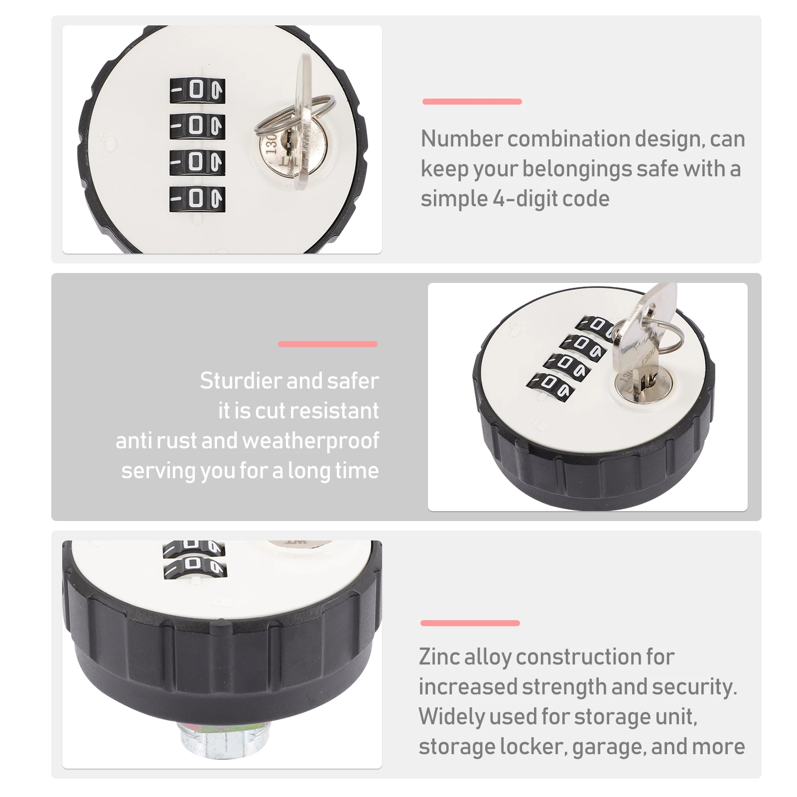 4 Digit Combination Password Zinc Alloy Code Lock For Gym Cabinet Drawer Storage Unit Sturdy Weatherproof Lock