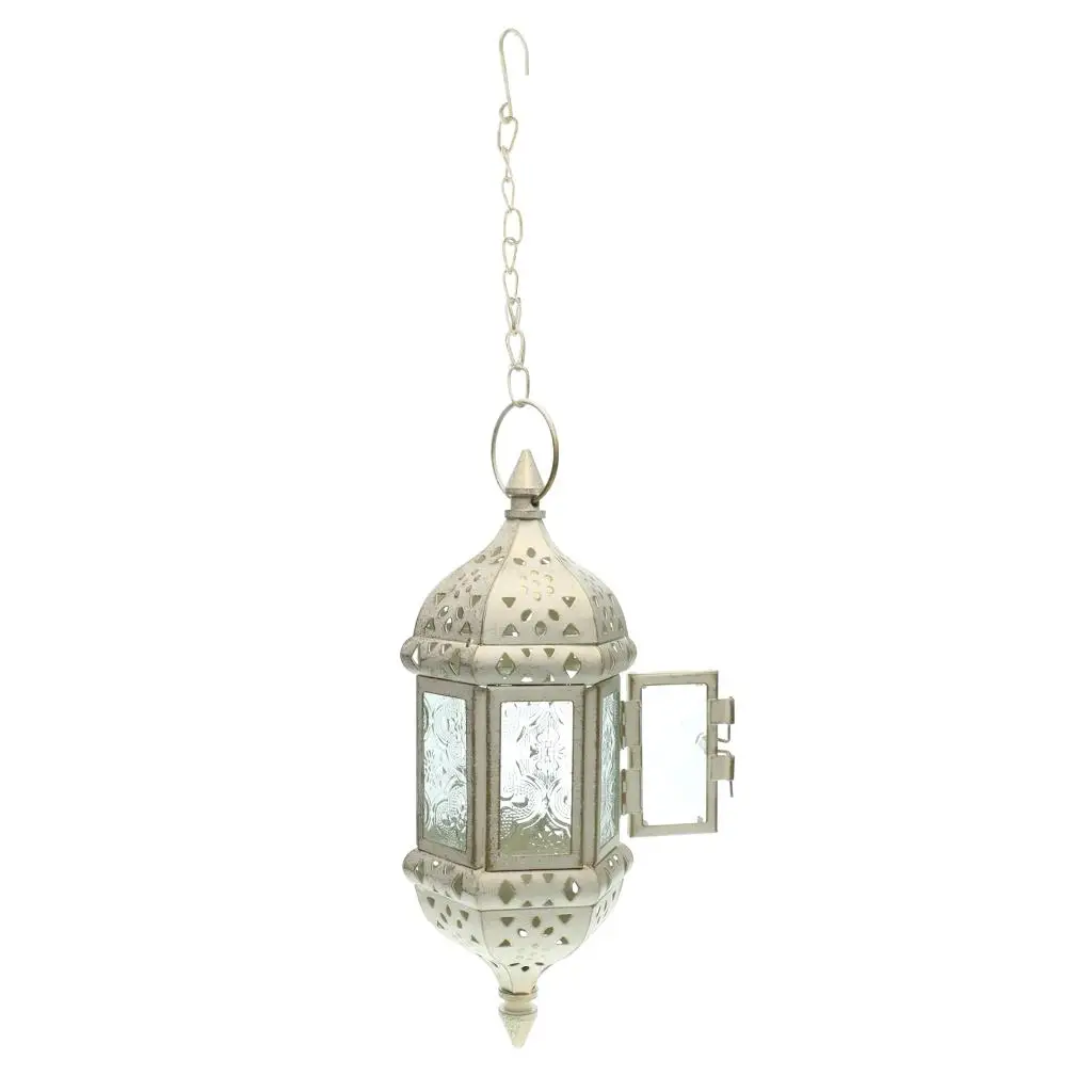 Exquisite Hanging Candle Holder Windproof Lantern Glass Tea Light Candlestick for Home Decoration Wedding Coffee Shop