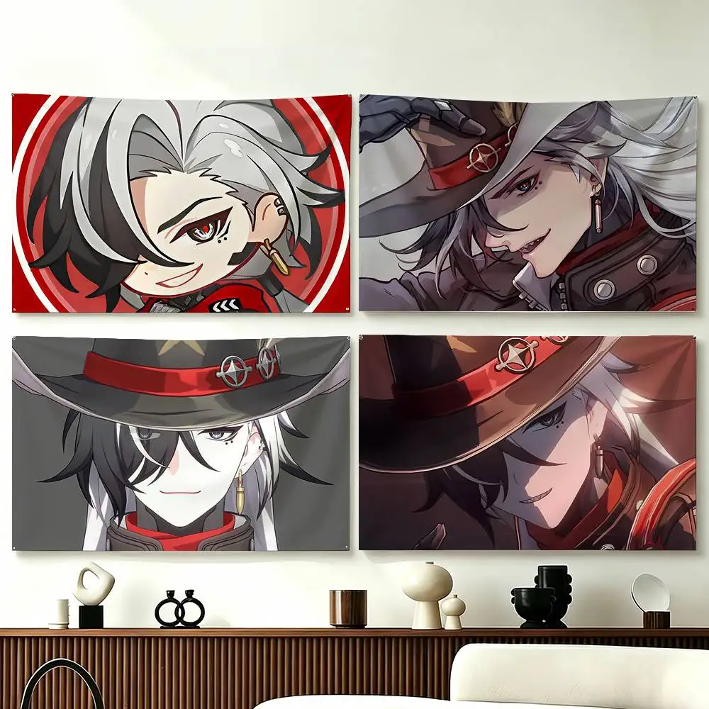 Cartoon H-HonkaiStar R-Rail B-Boothill Funny Flags for Bedrooms Home Decor Items Outdoor Decors Garage Decoration Flaga