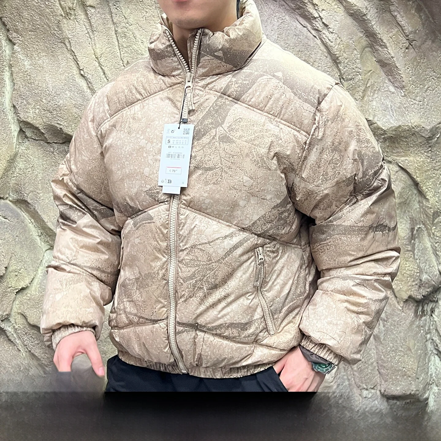 

Хлопковый джет с высоким ослаблением тай-дай Thiened Bread для мужчин и женщин, молодежная мода, теплый длинный воротник-стойка све