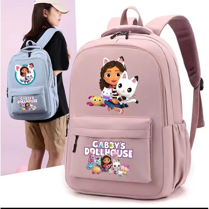 Gabby Dollhouse Schoolbag Nylon Large Capacity Knapsack Campus Student High Quality Backpack Cute Anime Figure Girl Bookbag Gift