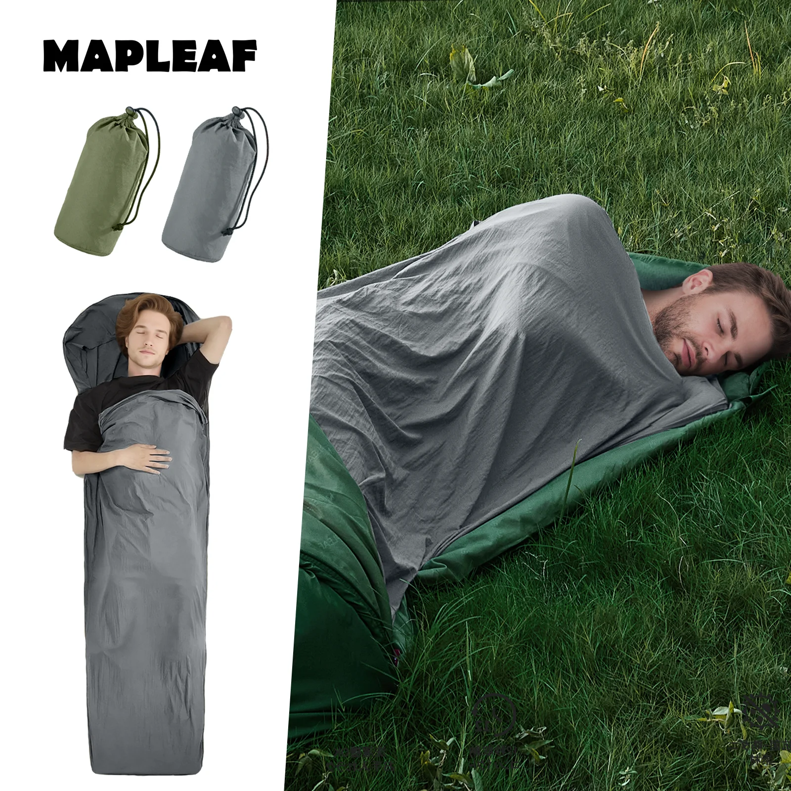 

MAPLEAF Кемпинговый спальный мешок, моющаяся подкладка для одного спального мешка «Мумия», сверхлегкая теплая подкладка для спального мешка в холодную погоду