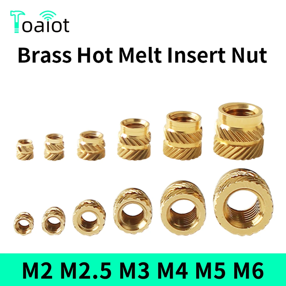 Brass Threaded Insert Nut Kit M2 M2.5 M3 M4 M5 M6 Hot Melt Heat Knurled Embed Injection Copper Insert Nut 3D Print Plastic Nuts