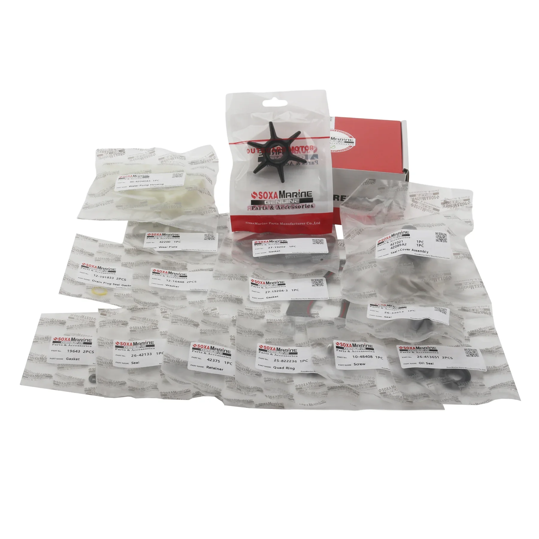 Soxa Marine 46-42040A1 46-42089A5 42089A4 42040A3 Kit de servicio de reconstrucción de bomba de agua para Mercury Mariner 6 8 10 15 HP barco fueraborda