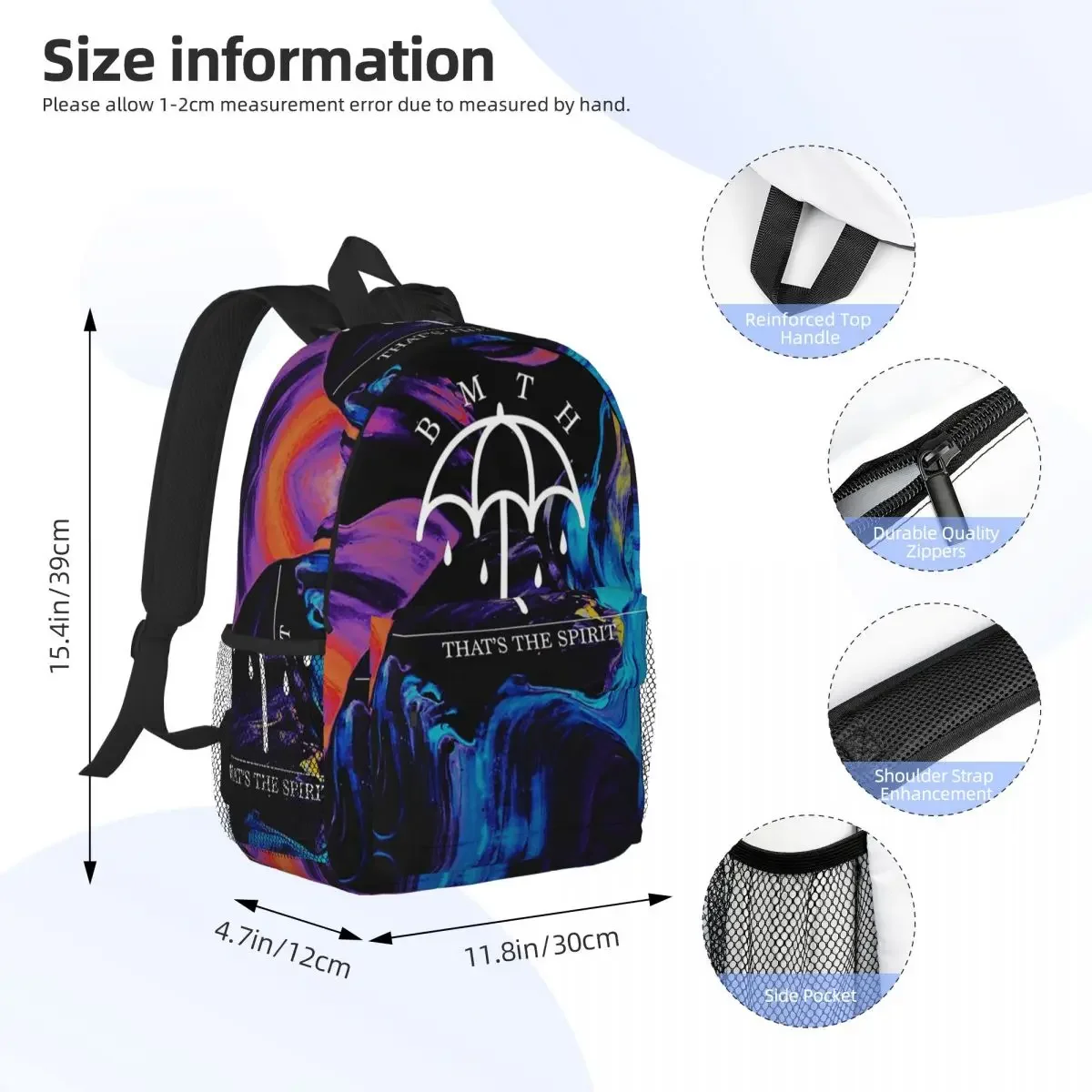 Mochila con paraguas Splash Bmth para adolescentes, morral escolar de dibujos animados para estudiantes, bolso de hombro para ordenador portátil de gran capacidad