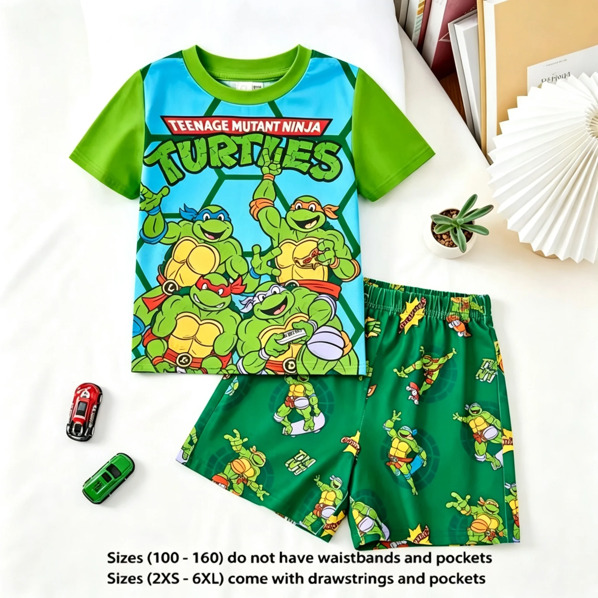 Image of Anime Ninja Turtles bedrucktes weiches T-Shirt-Shorts-Pyjama-Set, Unisex, für Kinder und Erwachsene, modischer, gemütlicher Schlafanzug für zu Hause