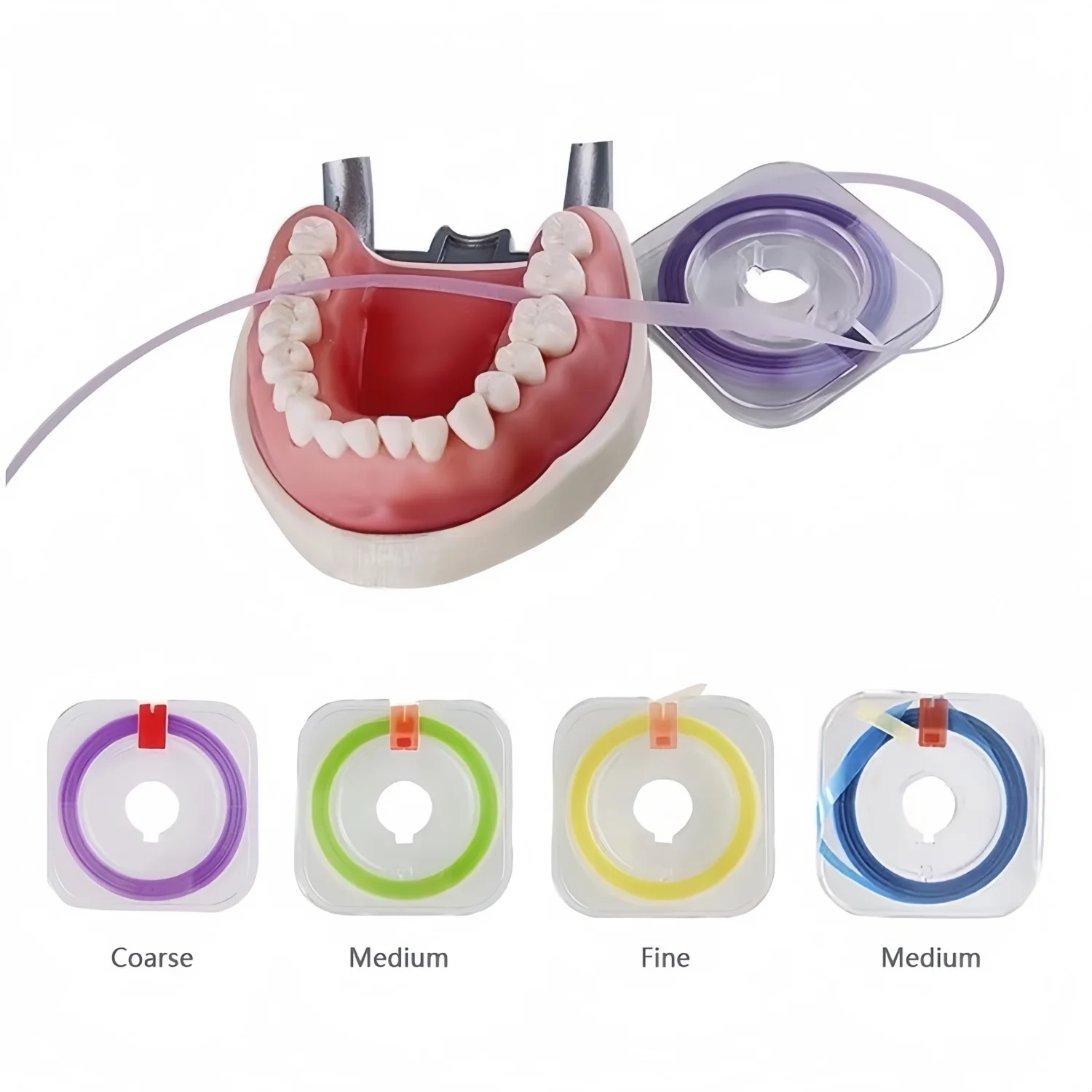 

1 шт., полоска для полировки зубов, 3 цвета, с держателем, нержавеющая сталь, длина 6 м, для восстановления смолы, смягчающая полировка поверхности