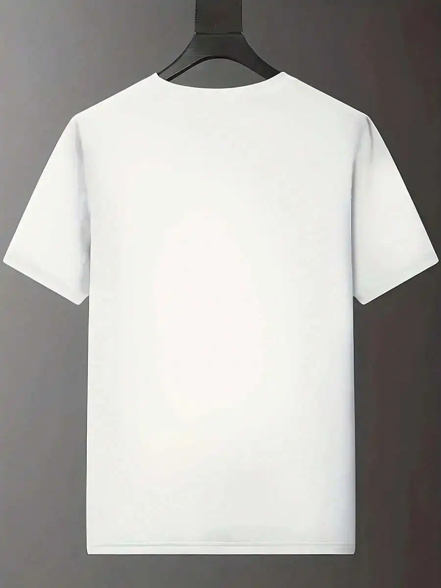 

Mens White Minimalist Crew Neck T-Shirt 100% Polyester Breathable Casual Tee