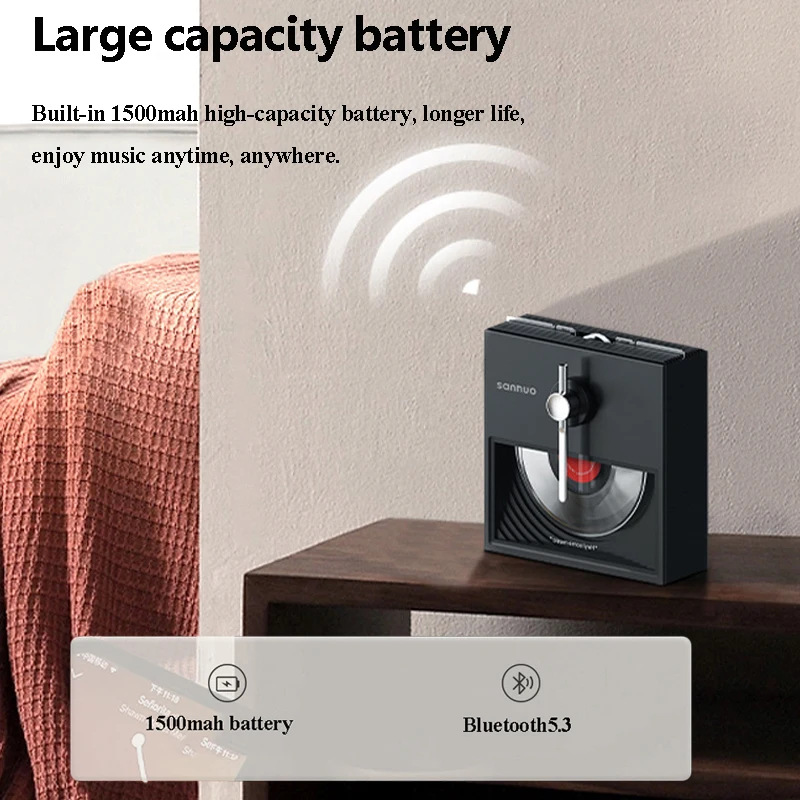 مكبر صوت بلوتوث صغير عتيق محمول Hifi صندوق تشغيل الموسيقى ستيريو نظام الصوت مشغل موسيقى لاسلكي ضوء دافئ مع فتحة بطاقة TF