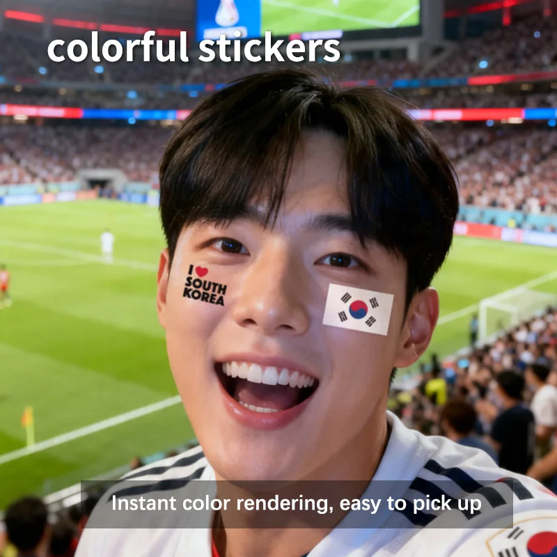South Korea Flag Temporary Tattoo Sticker, Long-lasting and Waterproof, Festival, Football, Soccer Fan Stickers, Arm, Face