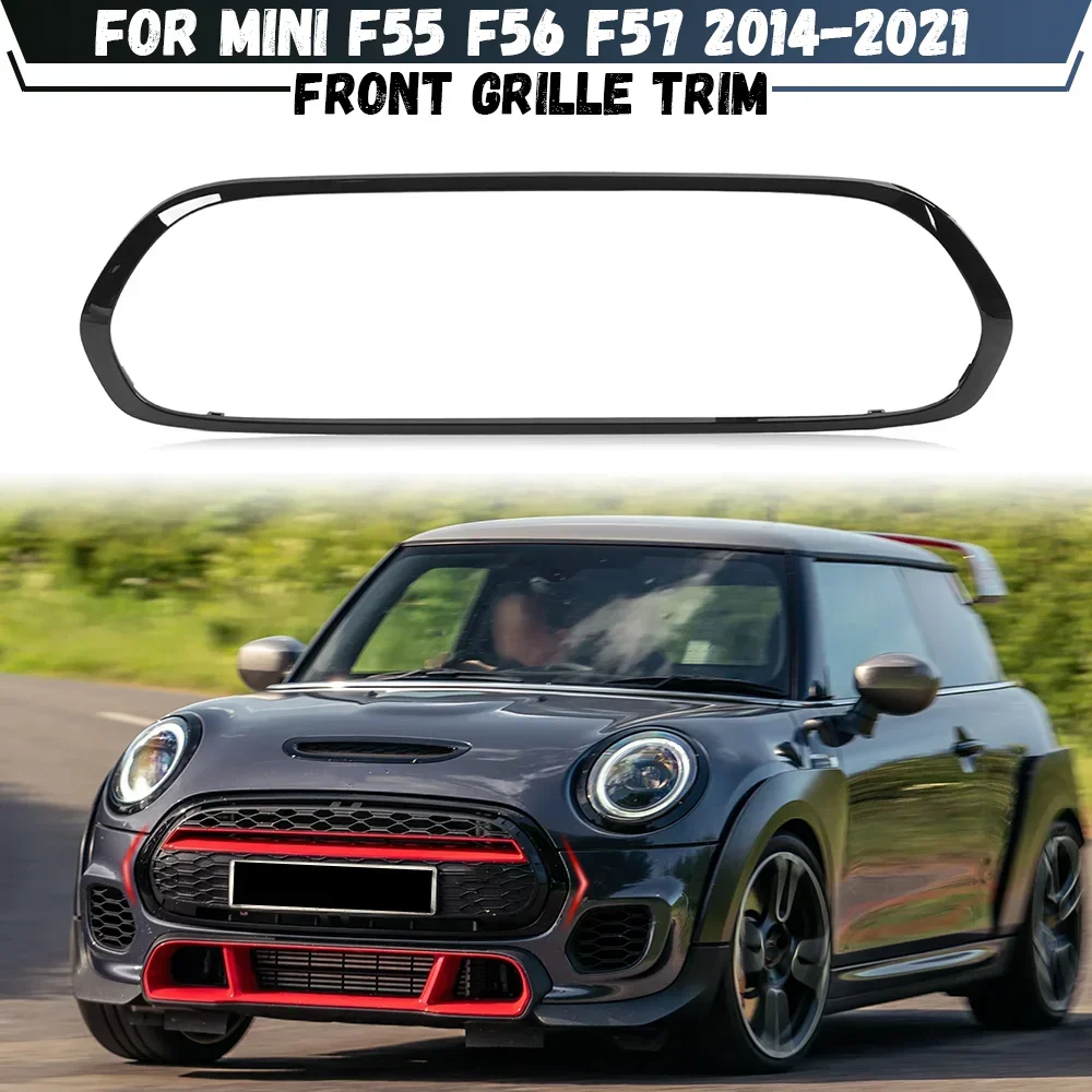 For Mini F55 F56 F57 One Cooper S JCW 2014-2021 Front Bumper Grille Trim Glsosy Black Grills Surround Cover Replacement