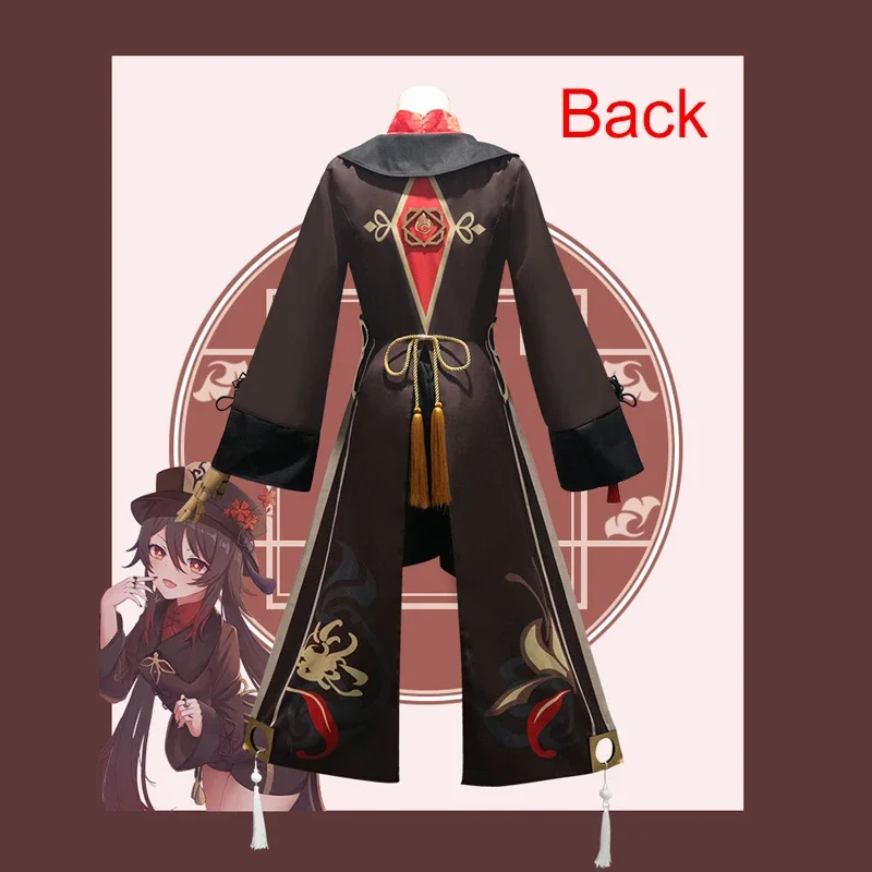 زي تأثيري Genshin تأثير Hu Tao ، الملابس الصينية القديمة ، كرنفال الهالوين ، بما في ذلك الجوارب وقبعة المجوهرات