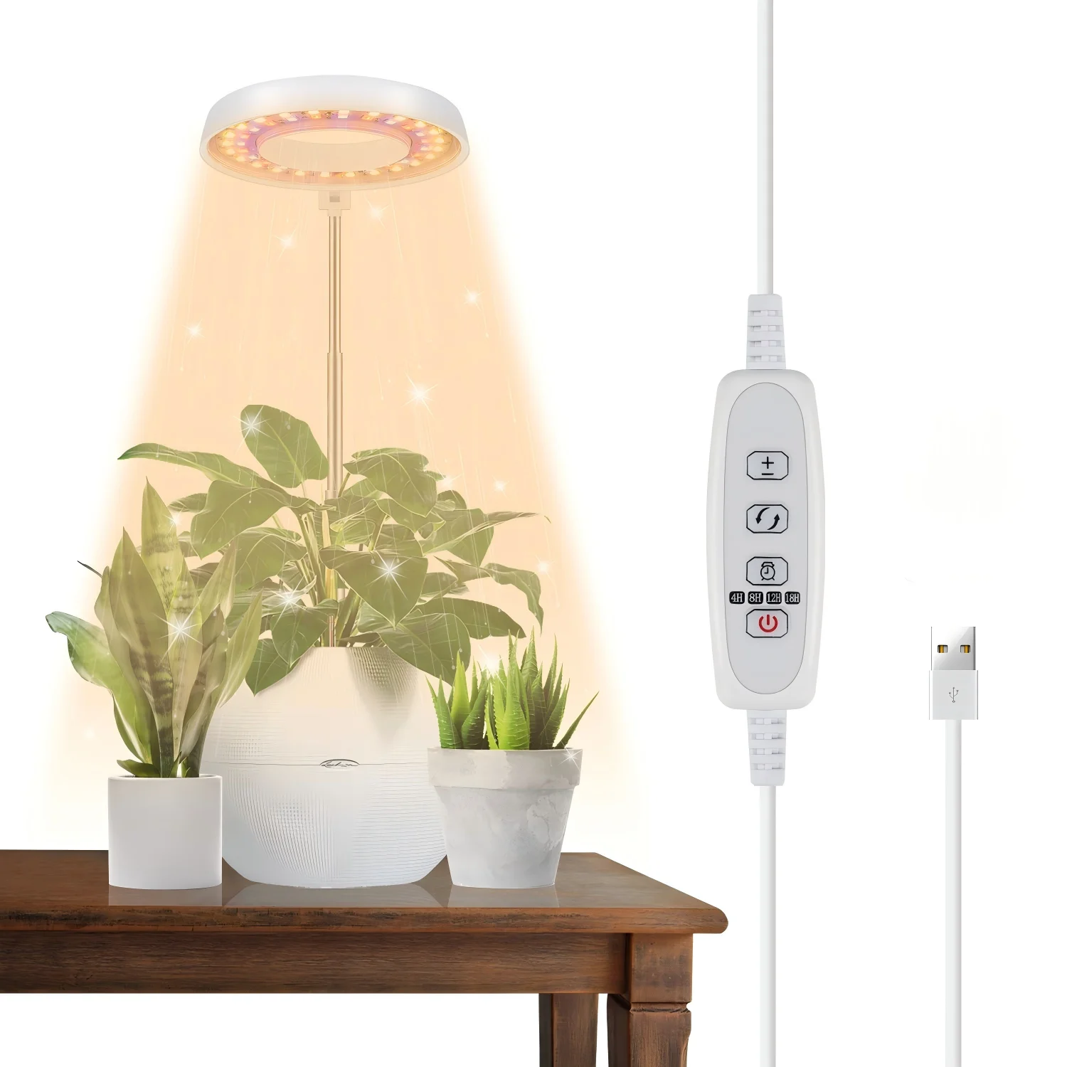 

Angel Ring Plant Growth Lamp, 4000K white full-spectrum halo plant lamp, suitable for young succulents and small and micro plant