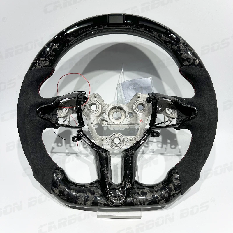 Forged Carbon Fiber Steering Wheel for Hyundai Elantra N 2022 2025 2019 2020 Real with LED Display for Elantra N with Suede