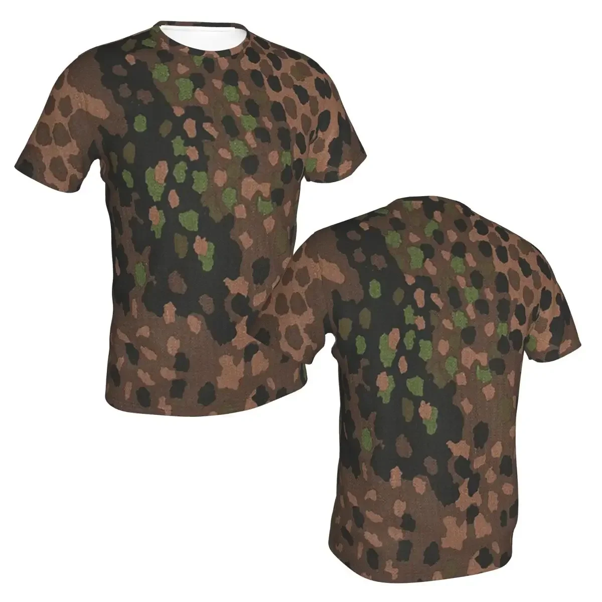polyester Splintertarn German WW2 Camouflage Army Military CamoT-Shirt Men's Classic T Shirt Men Round Neck Summer Shirts Tops